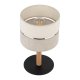 TK Eco bordlampe, rund - naturstoff, furu og sort metall