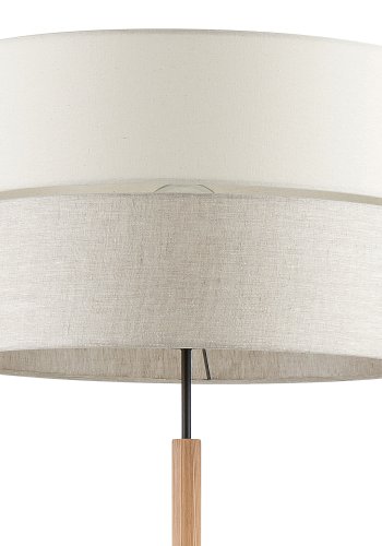 TK Eco gulvlampe, rund - natur stof, fyrretr og sort metal