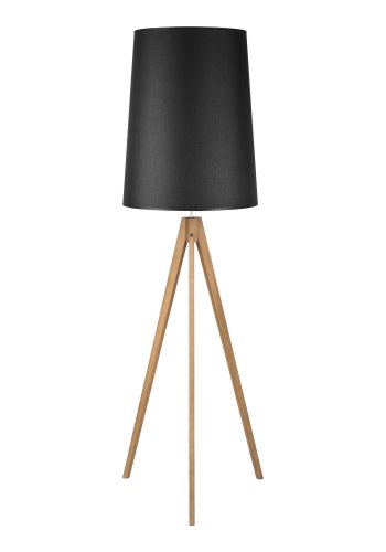 TK Walz gulvlampe - svart stoff og naturlig tre
