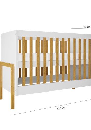 Victor sprinkelseng for baby, uten madrass - hvit laminat og naturlig eik (120x60)