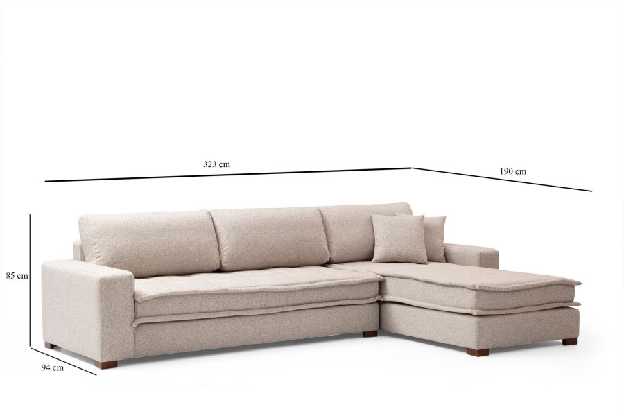 NORDVRK Lena Corner (L3-CHL) - Sandbeige hjrnesofa
