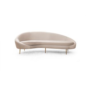 NORDVÄRK Eses 3 pers. sofa, venstre - beige polyester stof og guld metal