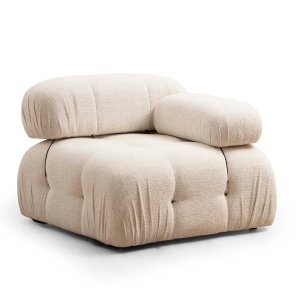 NORDVÄRK Bubble 1R 1 pers. sofa - creme bouclette polyester og mat sort plast