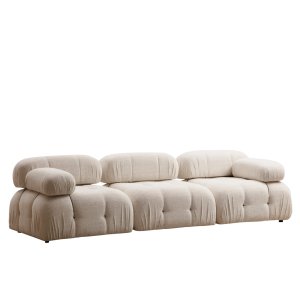 NORDVÄRK Bubble L1-O1-1R 3 pers. sofa - creme bouclette polyester og mat sort plast
