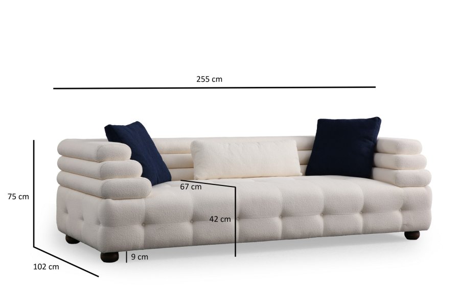 NORDVRK Boston 3 - Hvit 3-seters sofa