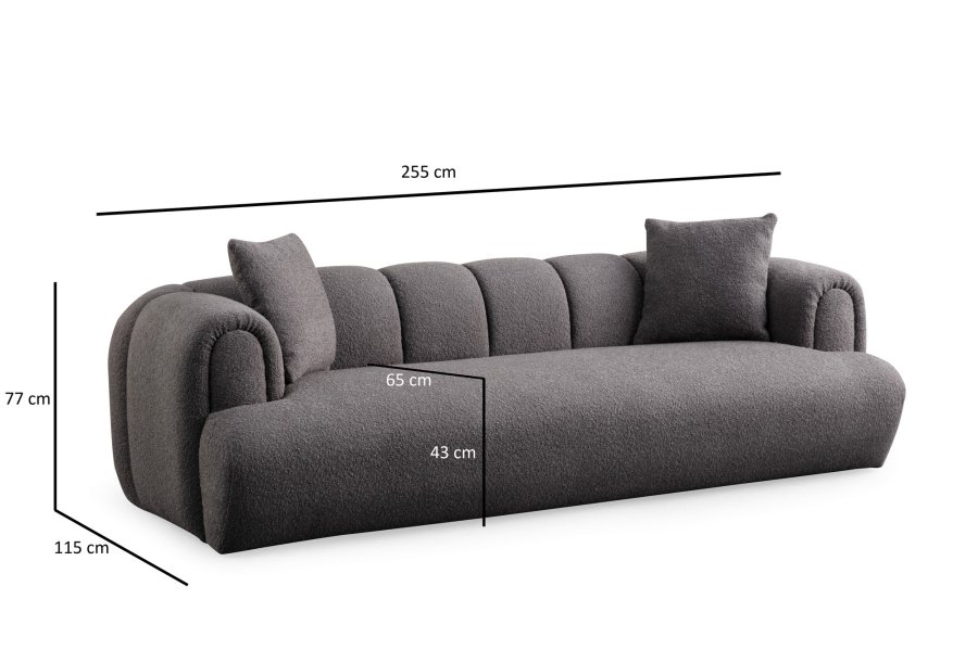 NORDVRK Puffy 3 Plain - Antrasitt 3-seters sofa