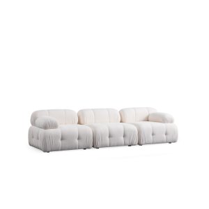 NORDVÄRK Petite 3 3 pers. sofa - hvid polyester og sort plastik