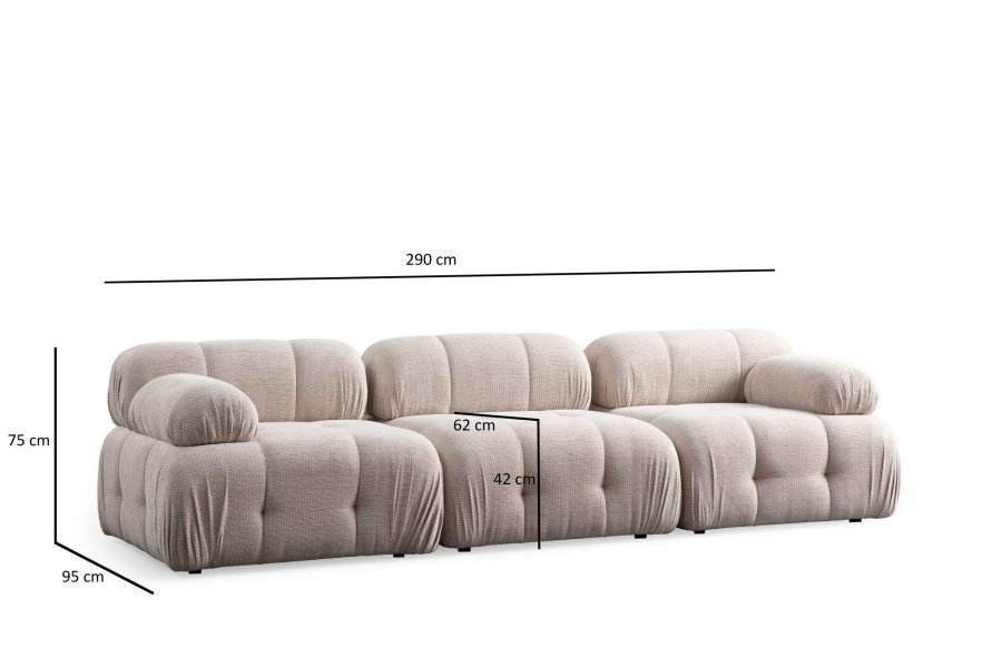 NORDVRK Petite 3 - Kremfarget 3-seters sofa