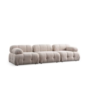 NORDVÄRK Petite 3 3 pers. sofa - creme polyester og sort plastik
