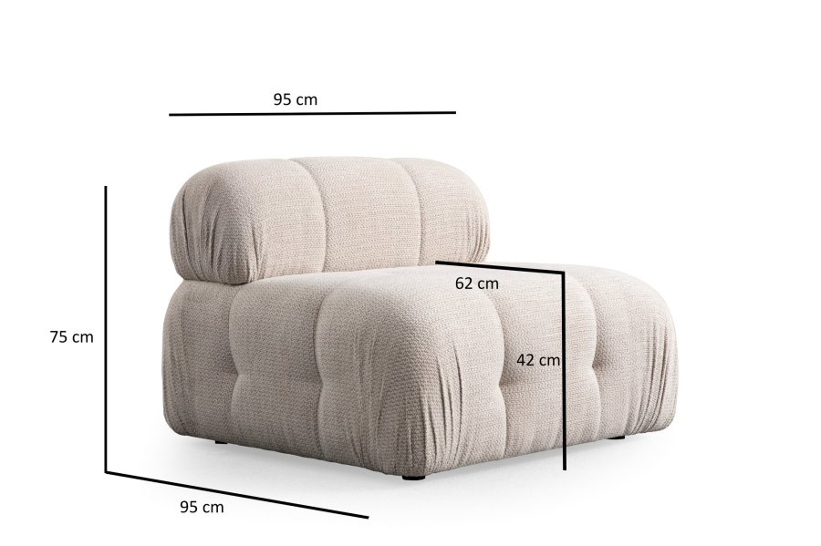 NORDVRK Petite 3 - Kremfarget 3-seters sofa