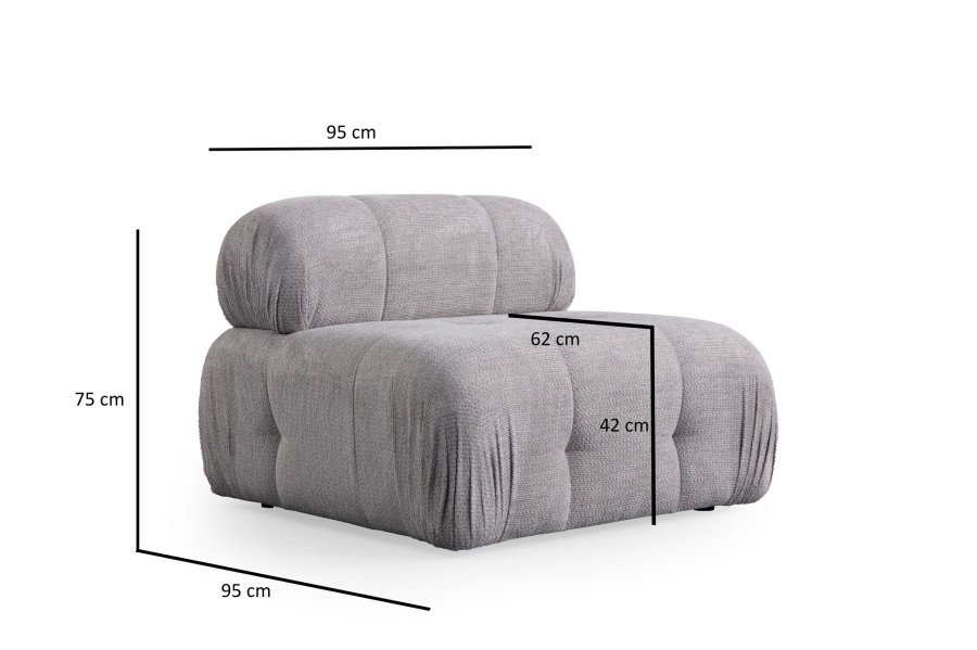 NORDVRK Petite 3 - Lys gr 3-seters sofa