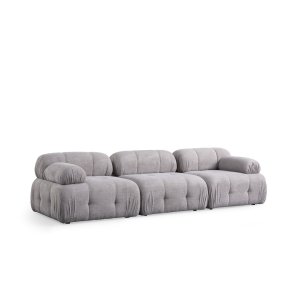 NORDVÄRK Petite 3 3 pers. sofa - lysegr polyester og sort plastik