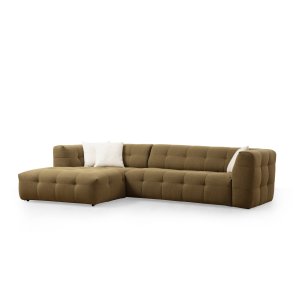 NORDVÄRK Cady 3 pers. venstre hjrnesofa - khaki polyester