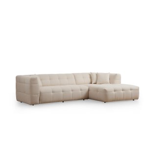 NORDVÄRK Cady 3 pers. hjrnesofa, hjre - beige polyester