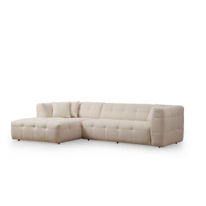 NORDVÄRK Cady 3 pers. venstre hjrnesofa - beige polyester