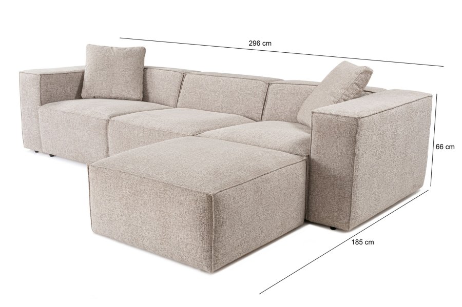 NORDVRK Lora (L1-O1-1R-POUFFE ) - Mokka hjrnesofa