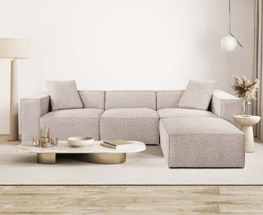 NORDVRK Lora (L1-O1-1R-POUFFE ) - Mokka hjrnesofa