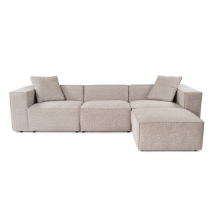 NORDVÄRK Lora (L1-O1-1R-POUFFE ) hjrnesofa - mokka hr og plast