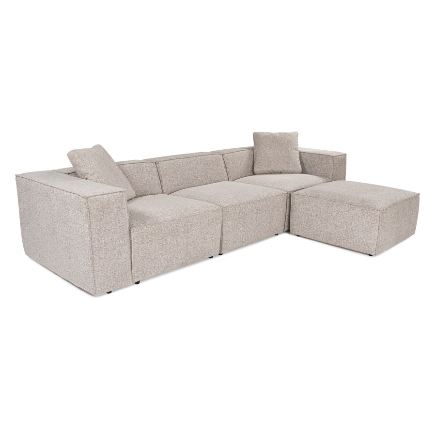NORDVRK Lora (L1-O1-1R-POUFFE ) - Mokka hjrnesofa