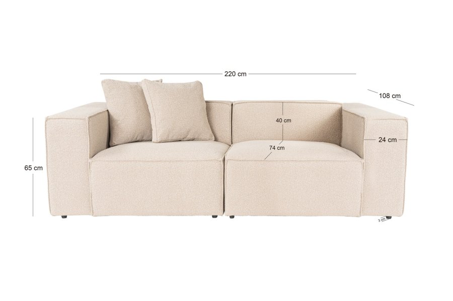 NORDVRK Lora 2-personers. - Ferskenfarget 2-seters sofa