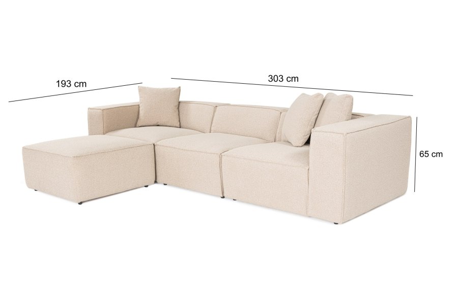 NORDVRK Lora (L1-O1-1R-POUFFE ) - Peach hjrnesofa