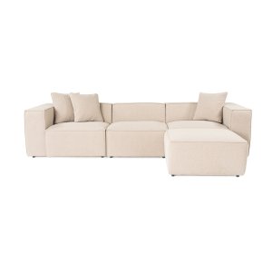 NORDVÄRK Lora hjrnesofa (L1-O1-1R-POUFFE) - peach stof