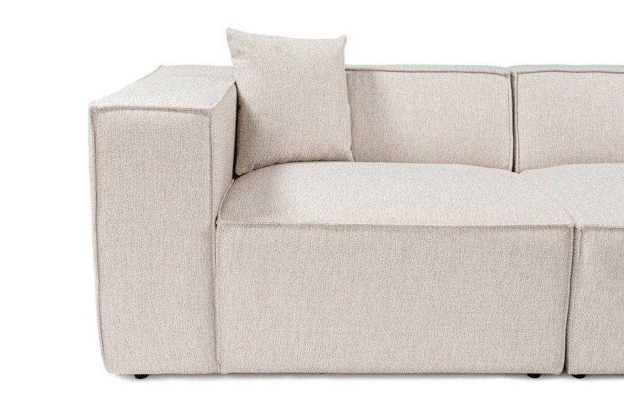 NORDVRK Lora (L1-O1-1R-POUFFE ) - Lysebrun hjrnesofa