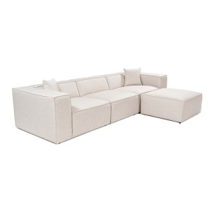 NORDVÄRK Lora (L1-O1-1R-POUFFE ) hjrnesofa - lysebrun stof