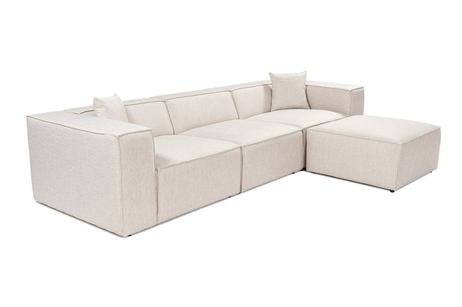 NORDVRK Lora (L1-O1-1R-POUFFE ) - Lysebrun hjrnesofa