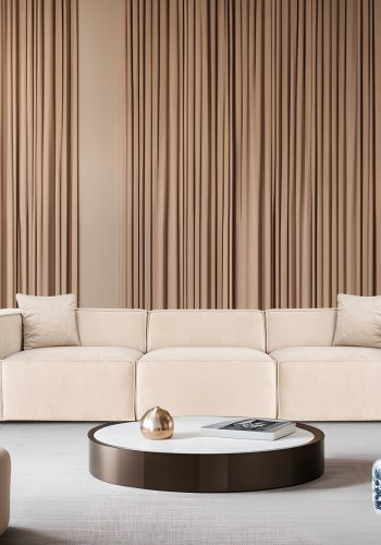 NORDVRK Lora 3-personers. - Kremfarget 3-seters sofa