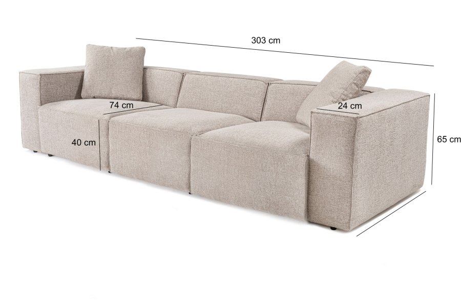 NORDVÄRK Lora 3-seter - Mokka 3-seter sofa