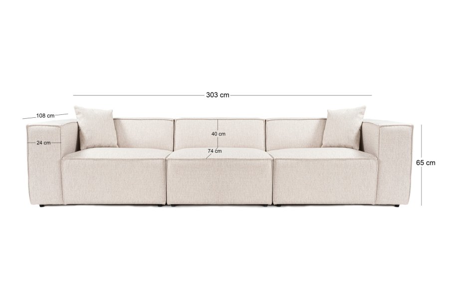 NORDVRK Lora 3-personers. - Lys brun 3-seters sofa
