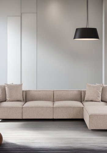 NORDVRK Sora (L1-O1-O1-1R-POUFFE ) - Sandbeige hjrnesofa