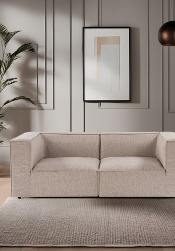 NORDVÄRK Sora 2-manns sofa - sand/beige stoff og plast