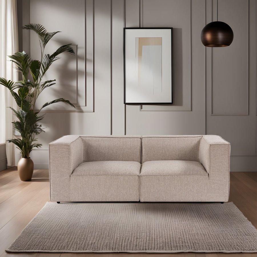 NORDVÄRK Sora 2-manns sofa - sand/beige stoff og plast