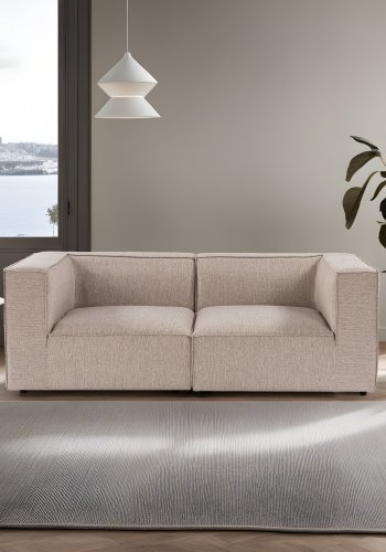 NORDVÄRK Sora 2-manns sofa - sand/beige stoff og plast