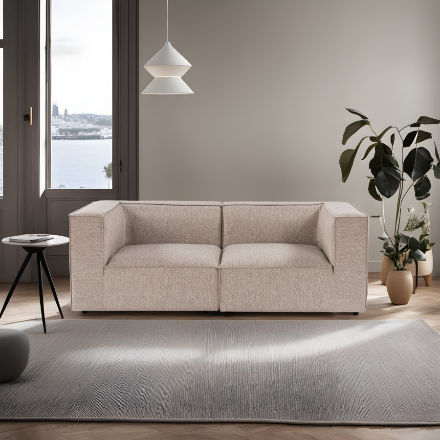 NORDVÄRK Sora 2-manns sofa - sand/beige stoff og plast