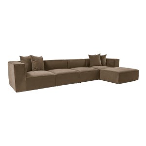 NORDVÄRK Sora (L1-O1-O1-1R-POUFFE ) hjrnesofa - brun stof