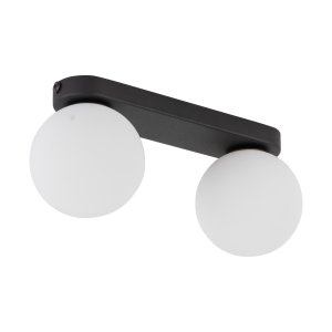 TK Mini taklampa, w. 2 skärmar - vitt glas och svart metall