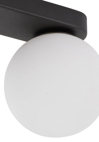 TK Mini loftlampe, m. 2 skjermer - hvitt glass og sort metall