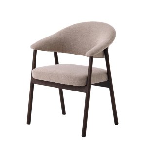 Elk spisebordsstol, m. arml�n - sand chenille polyester stof og m�rk espresso egetr�