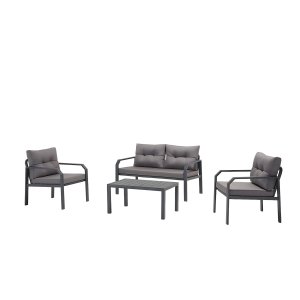 NORDVÄRK Arya udendrs loungest, m. 2 stole, 1 sofa, 1 bord, antracit hynder - antracit aluminium