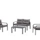 NORDVRK Arya utendrs salongsett, m. 2 stoler, 1 sofa, 1 bord, antrasittputer - antrasitt aluminium
