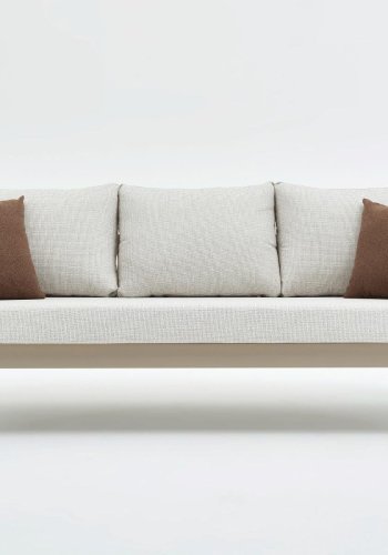 NORDVÄRK Morento utendrs salongsett, m. 2 stoler, 1 sofa, 1 bord, beige puter - beige aluminium