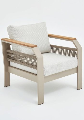 NORDVÄRK Morento utendrs salongsett, m. 2 stoler, 1 sofa, 1 bord, beige puter - beige aluminium