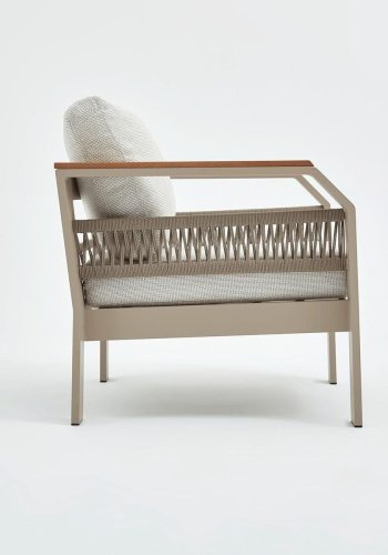 NORDVÄRK Morento utendrs salongsett, m. 2 stoler, 1 sofa, 1 bord, beige puter - beige aluminium