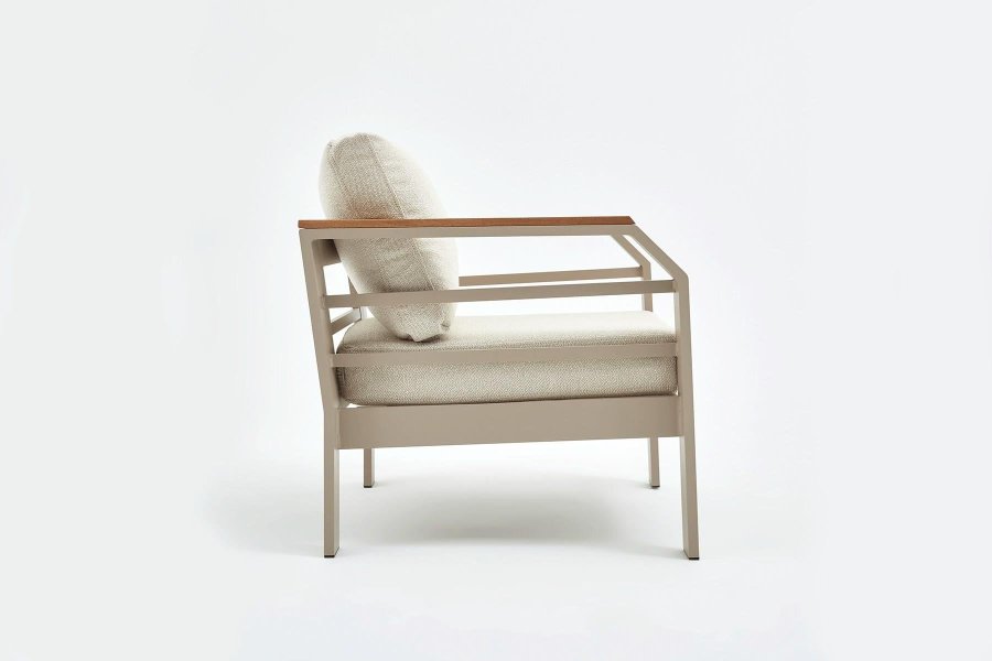 NORDVÄRK Assento utendrs salongsett, m. 2 stoler, 1 sofa, 1 bord, beige puter - beige aluminium