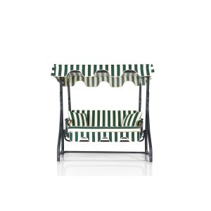 NORDVÄRK Morus 2 v2 udendrs dobbelt hngesofa - grn/hvid polyester stof og sort metal