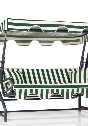 NORDVRK Ruta 1 utendrs trippelhengesofa - grnn/hvit polyesterstoff og svart metall