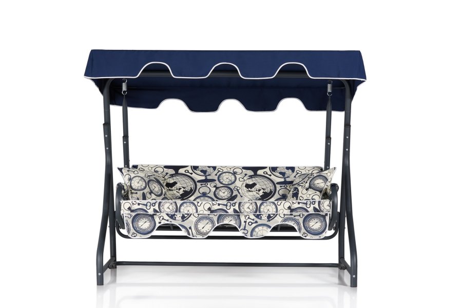 NORDVÄRK Morus Saat utendrs dobbel hengesofa - flerfarget polyesterstoff og metall